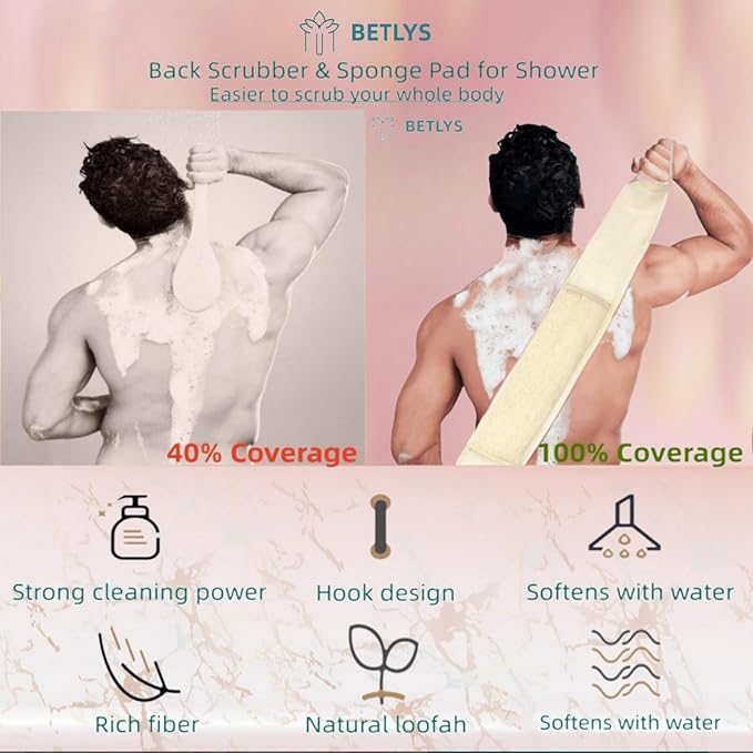 Natural Loofah Sponge Exfoliating Body Scrubber, Loofa Back Scrubber - Image 4
