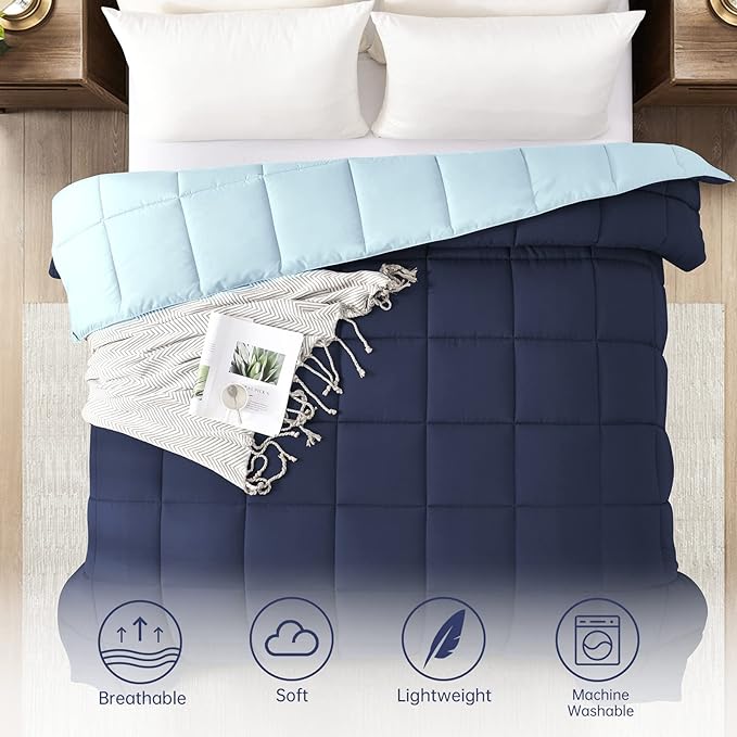 Homelike Moment Twin Comforter Duvet Insert- Blue Down Alternative Bed - Image 5