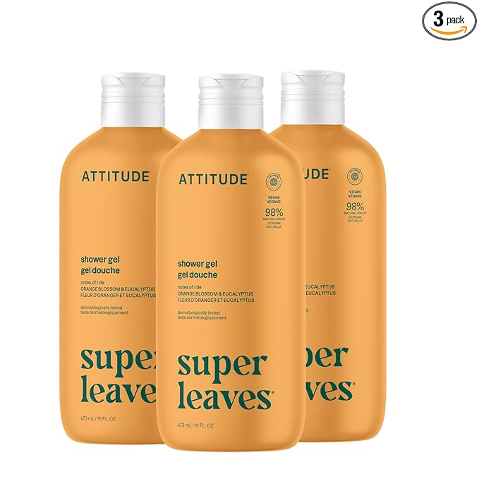 ATTITUDE Body Wash, EWG Verified Shower Gel, Dermatologically Tested, Plant and by ATTITUDE