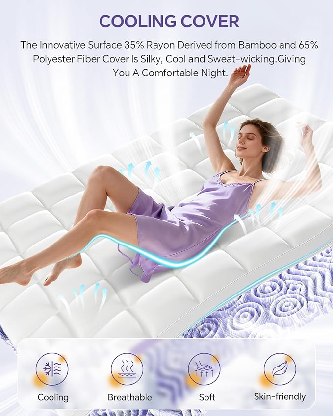 ChiXpace Dual Layer Memory Foam Twin XL Mattress Topper - Image 4