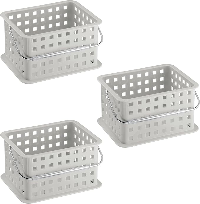 iDesign Plastic Handle-Portable Shower Caddy-Set of 3-Light Gray Basket - Image 9