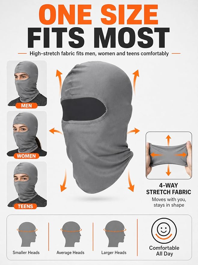 SATINIOR 6 Pcs Ski Mask Cover Balaclava Full Face Mask Summer Face Cover UV - Image 3
