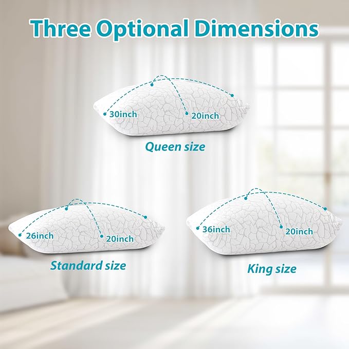 Cooling Pillows for Sleeping 1 Pack, Standard Size Adjustable Shredded Memory - Image 7