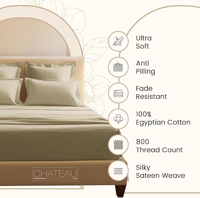 100% Egyptian Cotton Sheets California King Size, 800TC Breathable Bed Sheet Set - Image 7