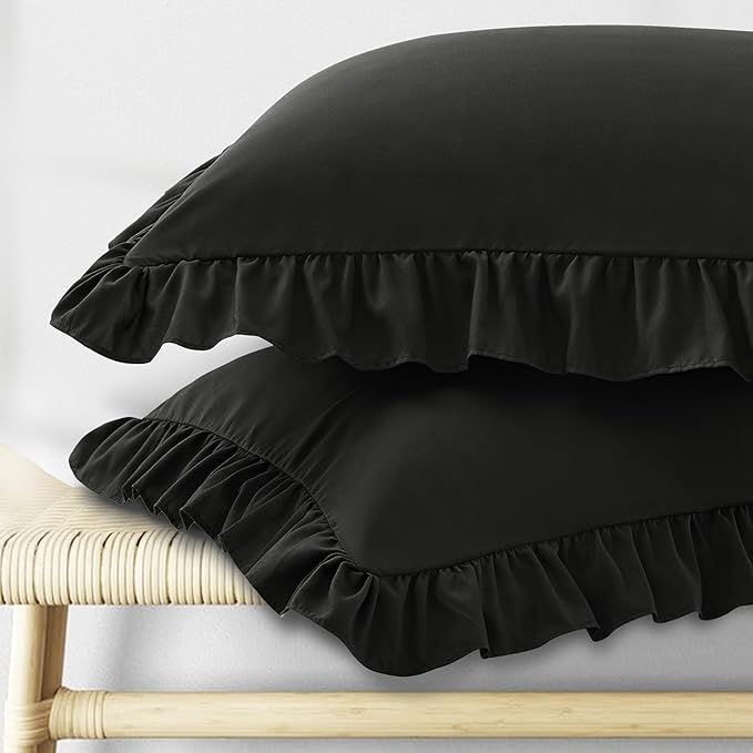 KKJIAF Ruffle Pillow Cases King Size Set of 2, Ruffled Pillow Covers by KKJIAF