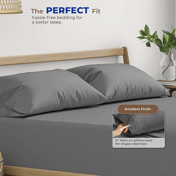 Thread Spread 100% Egyptian Cotton Pillow Cases Queen Size Set of 4 - Image 4