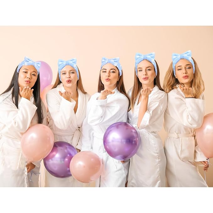 Semato 8 Pcs Blue Dot Bachelorette Party Favor Set Bridesmaid Headband Skincare - Image 7