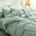 NEXHOME PRO Duvet Cover Set Queen Size Linen Look Textured Organic Natural 100% by NEXHOMEPRO