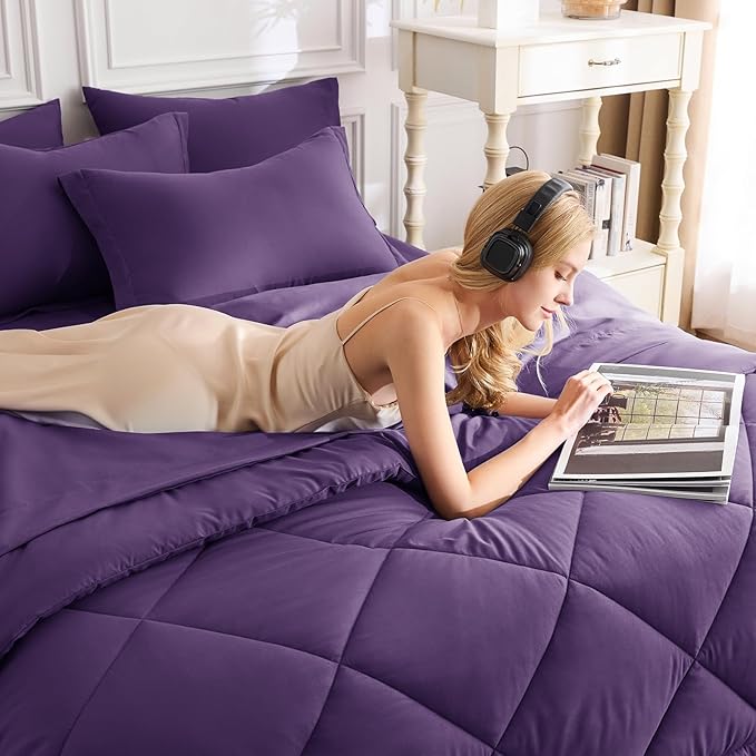 CozyLux Queen Comforter Set Purple - Image 4
