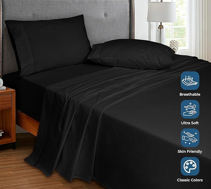 Royale Linens 100% Organic Cotton Queen Flat Sheet Only - Image 4