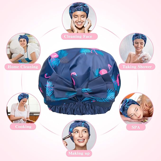 2 PCS Waterproof Shower Caps, Oversized Adjustable Hair Cap - Image 7