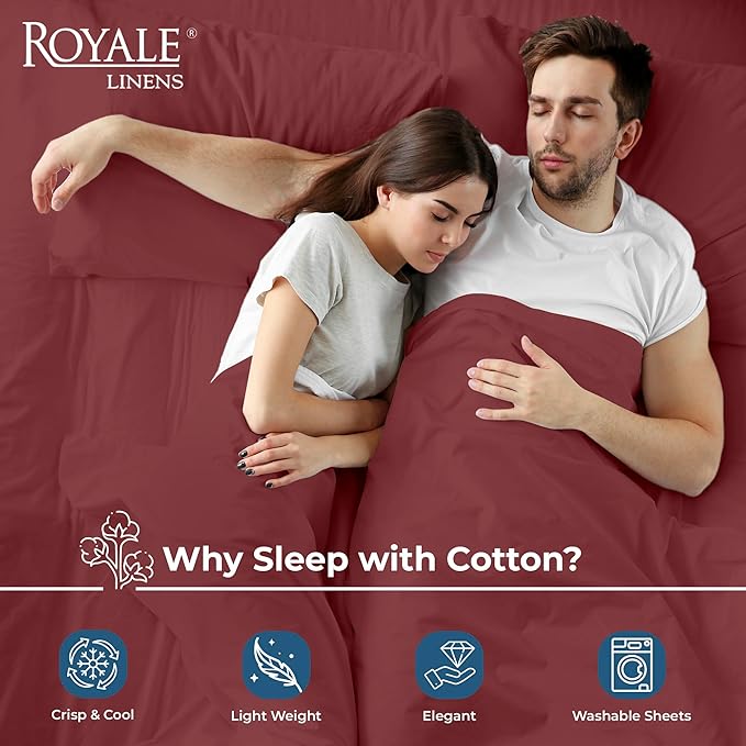 Royale Linens 100% Organic Cotton Queen Flat Sheet Only - Image 3