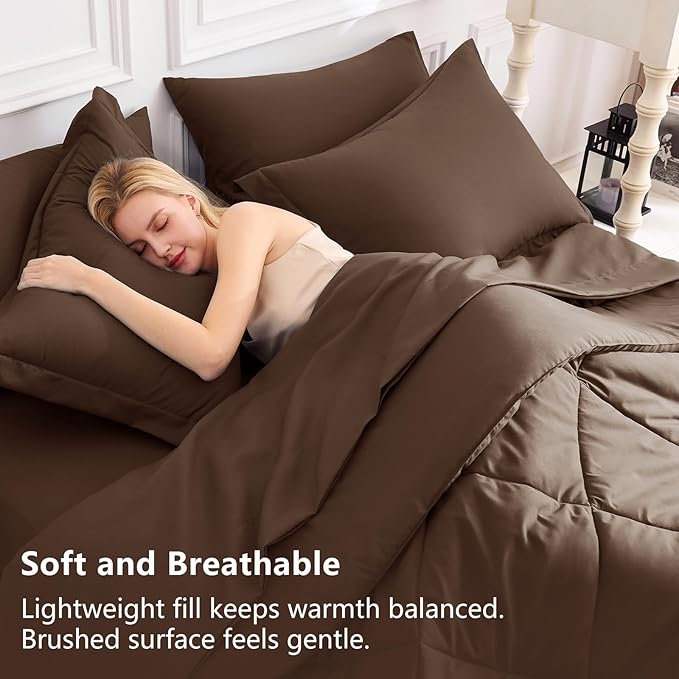 CozyLux Full Size Comforter Sets Brown - Image 3