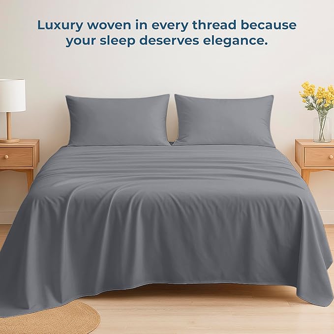 Royale Linens 100% Organic Cotton King Flat Sheet Only - Image 6