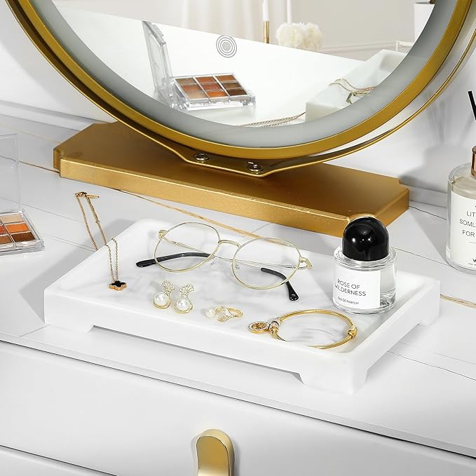 Luxspire Resin Vanity Tray, Bathroom Toilet Tank Storage Tray, 10.03 x 5.9 in - Image 2