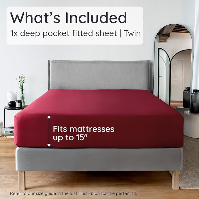 Bambaw 100% Viscose Derived from Bamboo Fitted Sheet Twin Size, Cooling Fitted - Image 2