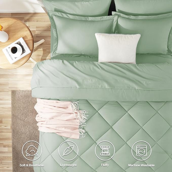 CozyLux Twin XL Comforter Set Sage Green - Image 2