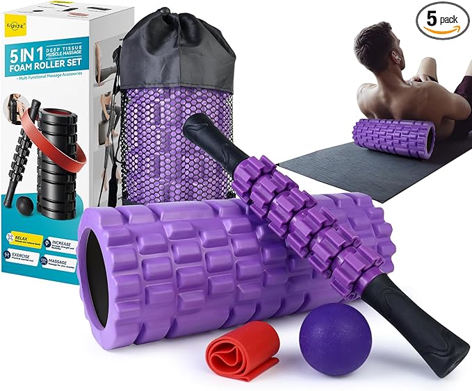 Krightlink 5 in1 Foam Roller Set, High Density Deep Tissue Massager by Krightlink