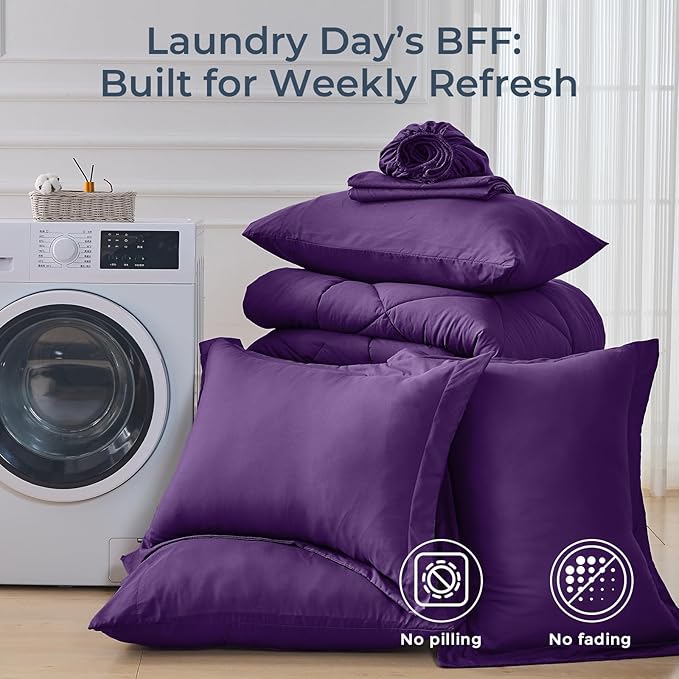 HEVUMYI Purple Full Comforter Set - Image 7