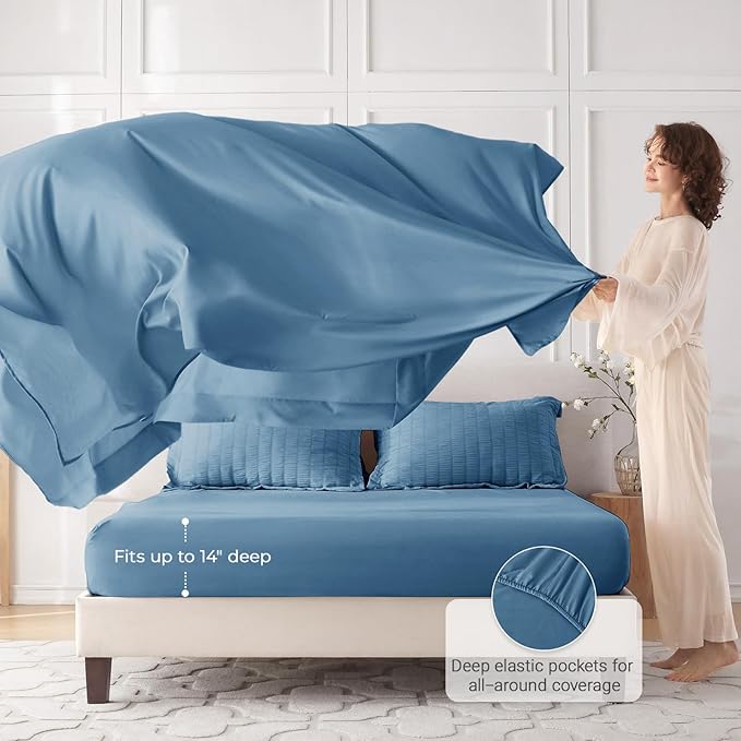 MUXHOMO 5 Pieces Twin Comforter Set, Seersucker Bed in a Bag Twin Size - Image 3
