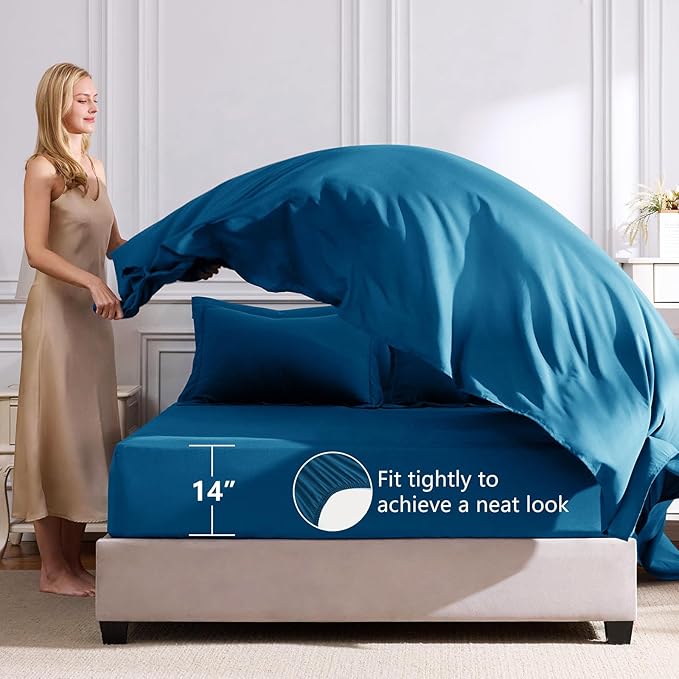 CozyLux Queen Comforter Set Teal - Image 5