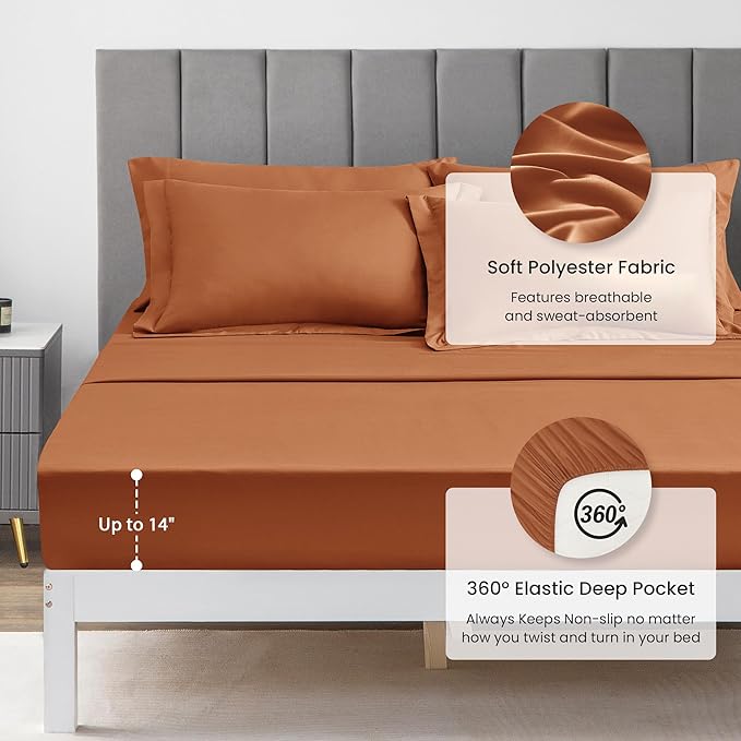 Love's cabin Queen Comforter Set Terracotta, 7 Pieces Queen Bed in a Bag - Image 4