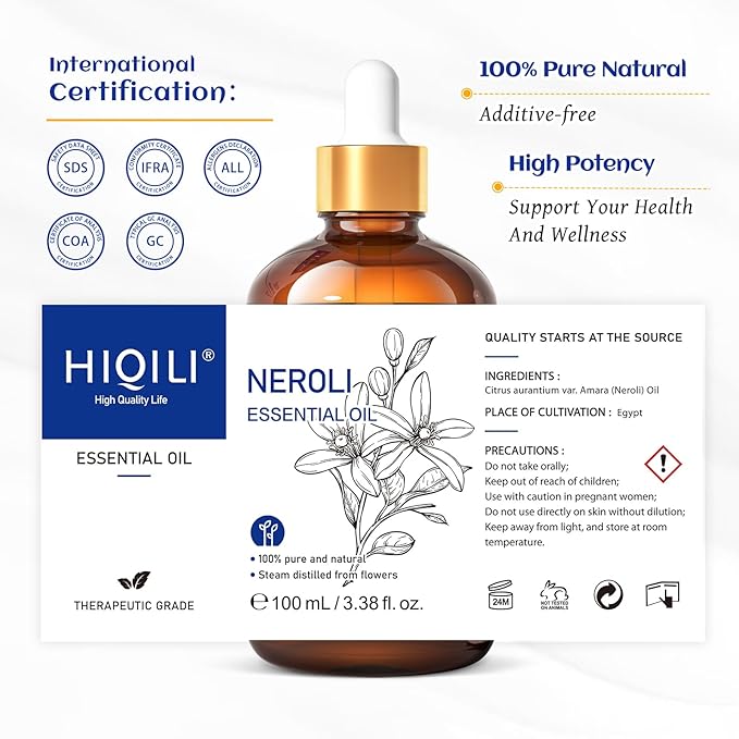 HIQILI Neroli Essential Oil 3.38 Fl Oz, Pure Natural Neroli Oil - Image 7