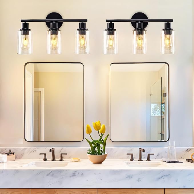 DLLT 3-Light Bathroom Light Fixtures: 18.51" Black Modern Vanity Lights - Image 6