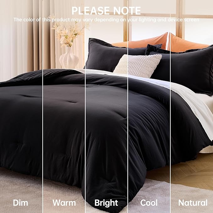 MUXHOMO Black Full Comforter Sets, All Season Ultra Soft Down Alternative - Image 9