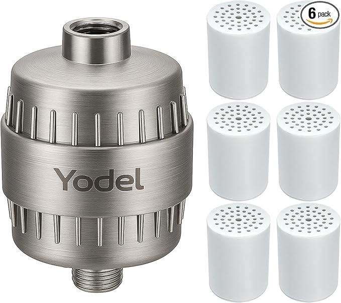 Yodel Shower Filter with 6 Cartridge Brushed Nickel by Yodel