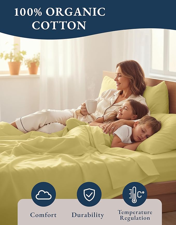 LANE LINEN Eco Friendly 100% Organic Cotton Bed Sheets Queen Size, Soft & Comfy - Image 6