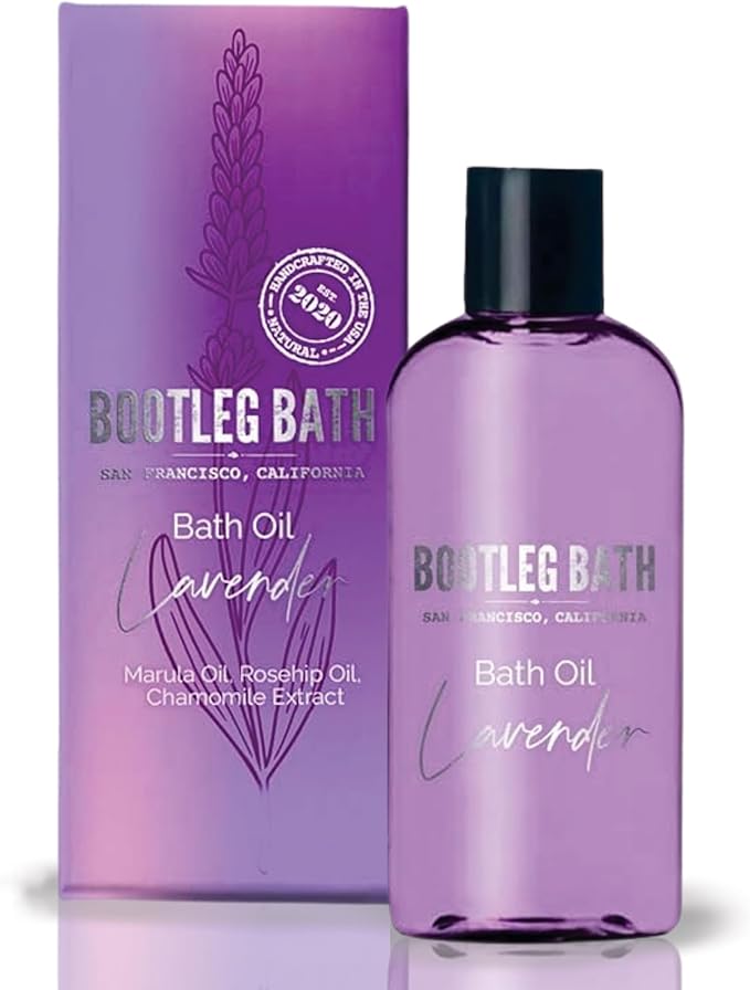 Lavender Bath Oil with Marula, and Jojoba Oils, Chamomile Extract, and 100% by BOOTLEGBATH