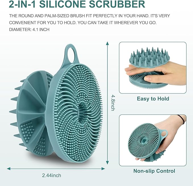 INNERNEED 2-in-1 Silicone Body Scrubber and Scalp Massager Shampoo Brush - Image 2