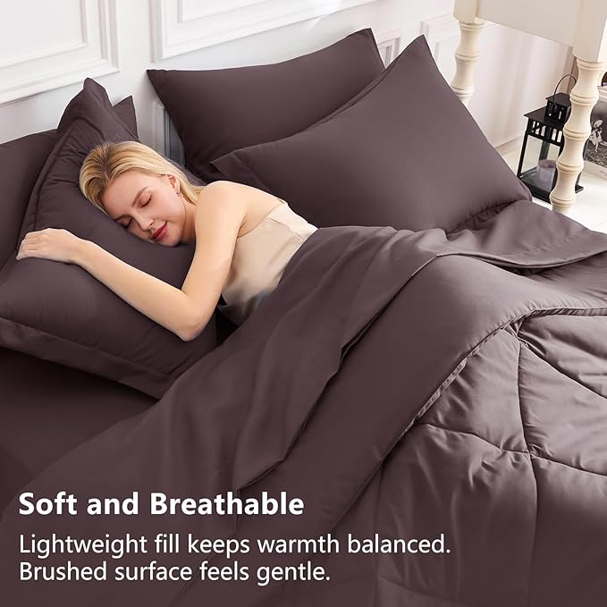 CozyLux Queen Comforter Set Cocoa Powder - Image 3