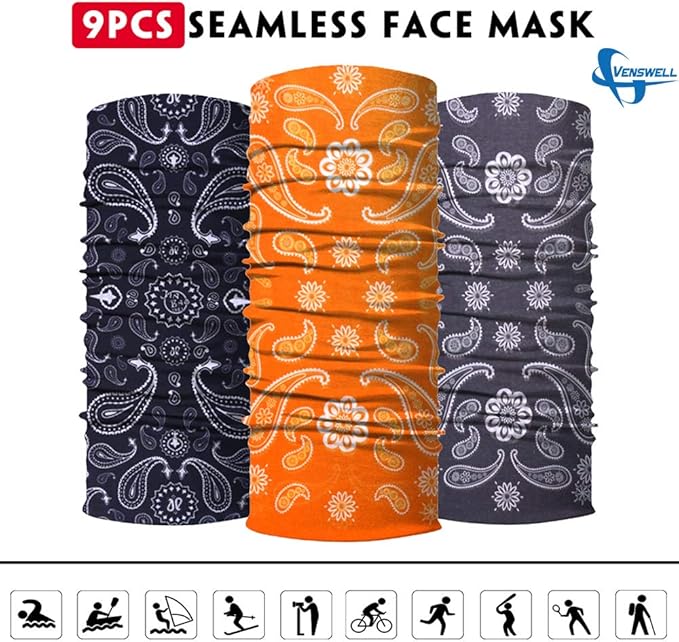 Venswell Neck Gaiter Face Mask Men Women, Seamless Bandana Rave Face Cover - Image 3