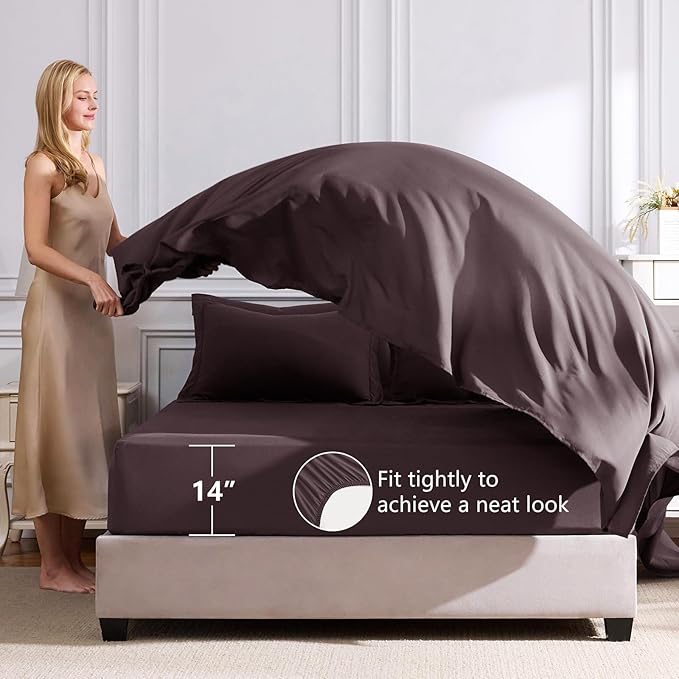 CozyLux Queen Comforter Set Cocoa Powder - Image 5