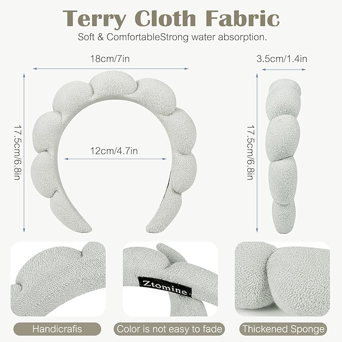 Ztomine Face Wash Headbands, Dark Khaki + Cement Ash - Image 3