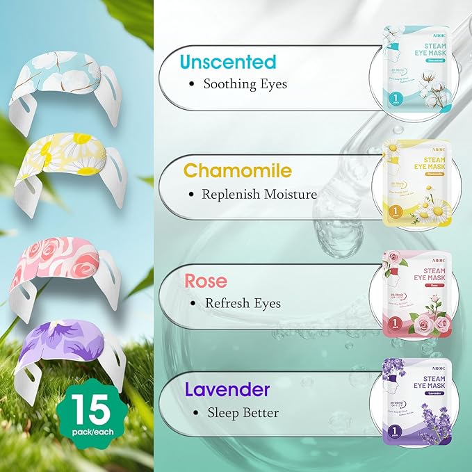 AROIC 60 Pack Steam Eye Masks Disposable, Heated Eye Mask Warm Compress - Image 3