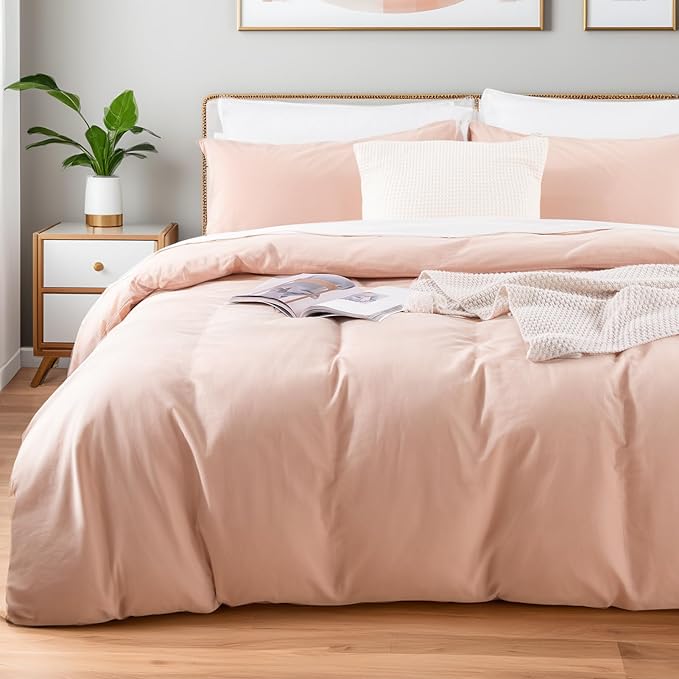 NEXHOME PRO Duvet Cover Set Oversized Queen 92"x98" Linen Look Textured Organic by NEXHOMEPRO