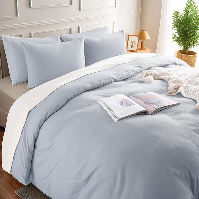 NEXHOME PRO Full Duvet Cover Set, 100% Washed Cotton - Image 2