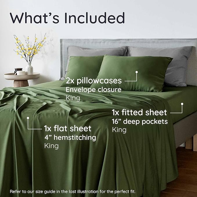 Bambaw 100% Viscose Derived from Bamboo Sheets King Size Set – 4pcs Cooling - Image 2
