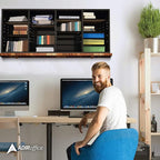 AdirOffice Wooden Adjustable Literature Organizer, 24 Compartment Office Mailbox, or Classroom Literature Organizer, Black