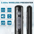 Wireless Presentation Clicker with Red Laser Pointer,Hyperlink Volume Control Powerpoint Clicker for Mac Computer Keynote Prezi Google, Presenter Remote PPT Clicker for Presentations