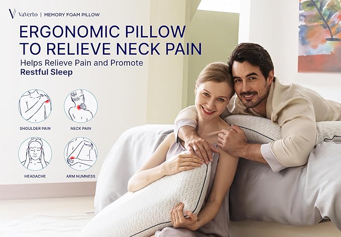Vaverto Queen Memory Foam Pillow – Cooling Gel-Infused Firm Support - Image 9