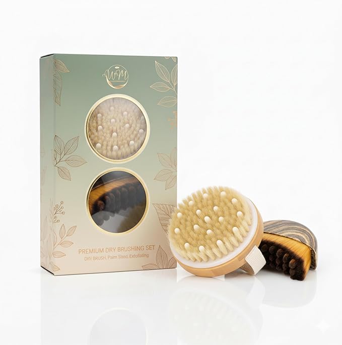 2 in 1 Dry Brushing Body & Face Contour Brush Set – Natural Boar Bristle Body - Image 8