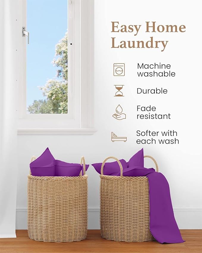 1000 TC Purple King Pillowcases Set of 2 100% Egyptian Cotton Pillow Cases - Image 5
