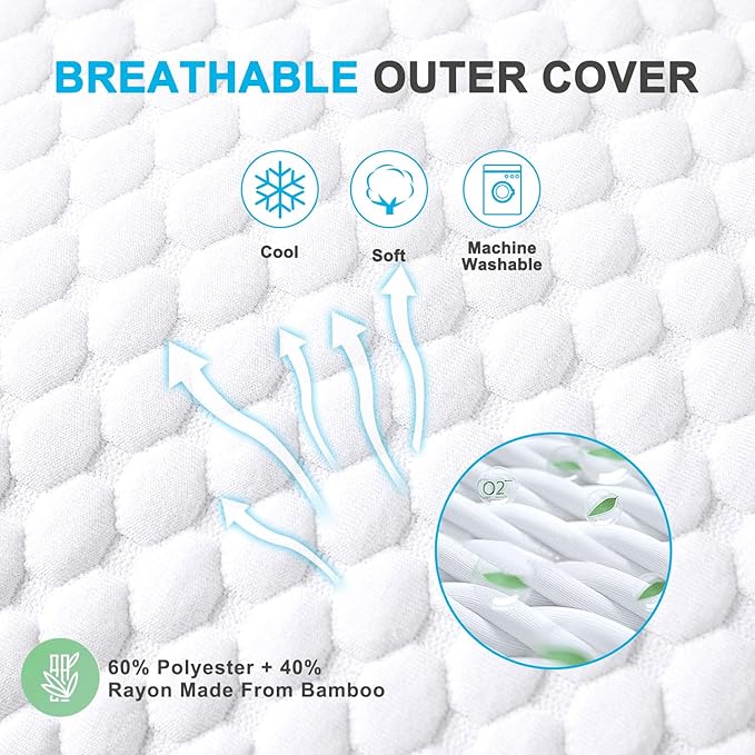 VVZ Cooling Bed Pillows King Size Set of 4, Shredded Memory Foam Pillows - Image 6