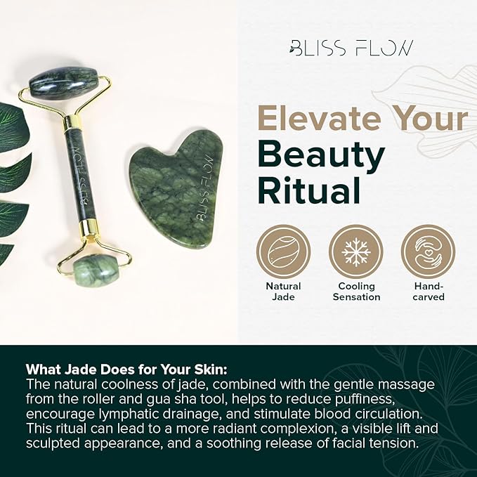 Jade Roller & Gua Sha Set – Natural Jade Face Roller - Image 4