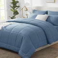 CozyLux Queen Comforter Set Dusty Blue, 7 Pieces Bed in a Bag, All Season by CozyLux