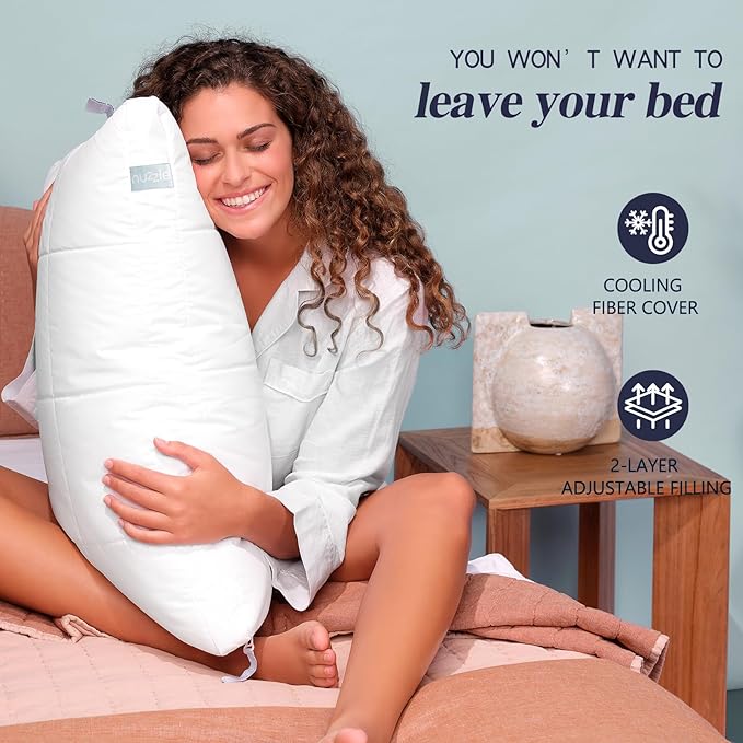 Nuzzle Adjustable Pillow for Side Sleepers, Luxury King Size Bed Pillow Hotel - Image 6
